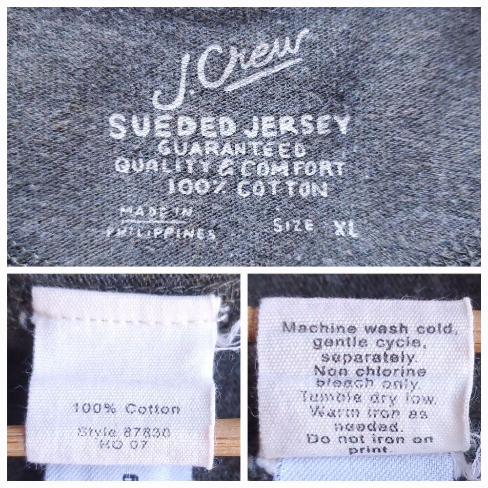 J Crew 1/4 Zip Pullover Mens XL 100% Cotton Sueded Jersey Green Long Sleeve 2007 - Picture 5 of 9